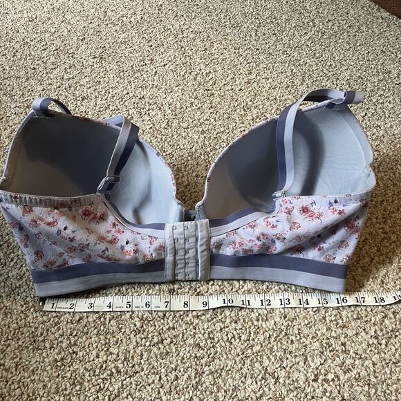 Cacique Womens Plunge Padded Underwire Bra Blue Floral Size 44H Cottage Garden - Picture 8 of 8